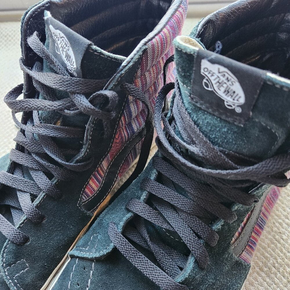 Vans Sk8-Hi Striped Mens 11 US High Top Skate Shoes Black Guate Weave T375 - Picture 6 of 12